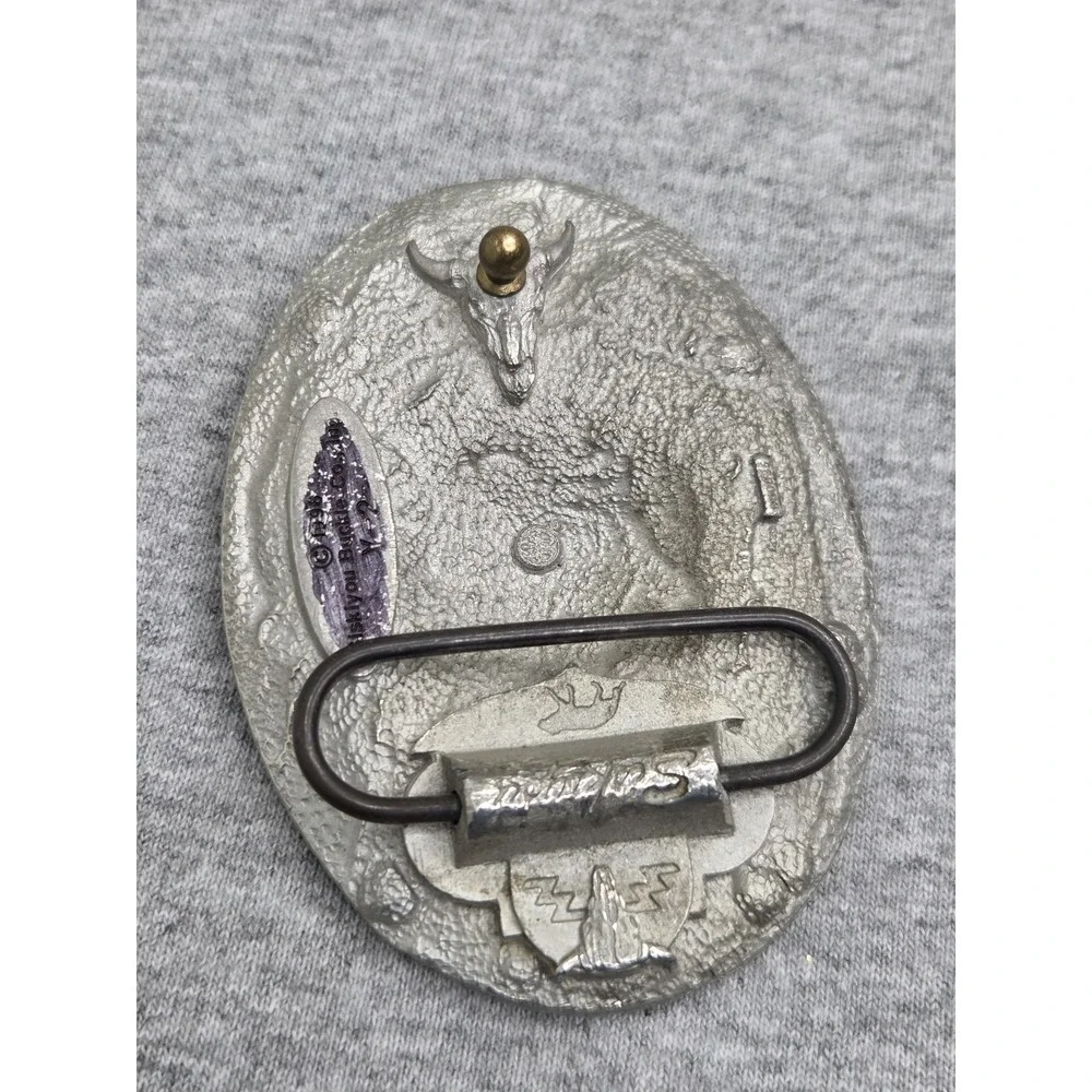 Vintage 1996 Siskiyou Steer Bull Skull Southwestern Solid Pewter Belt Buckle